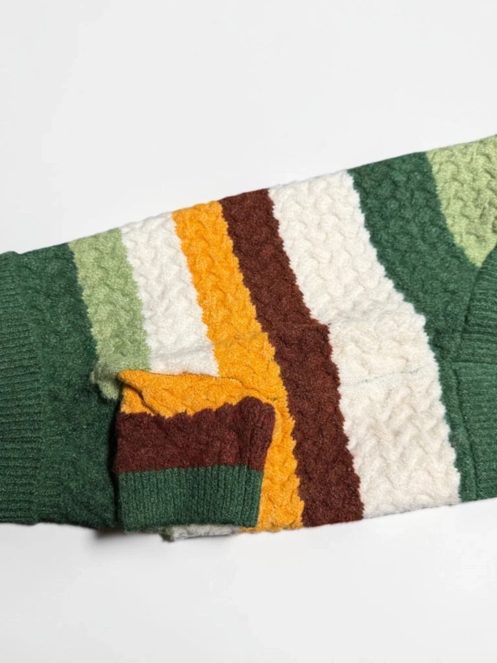 Green Striped Knit Dog Sweater Turtleneck Winter Pet Pullover Medium